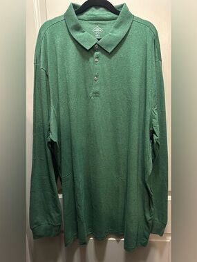 St. John’s Bay Size 4XLT Green Long Sleeve Polo Shirt NWT